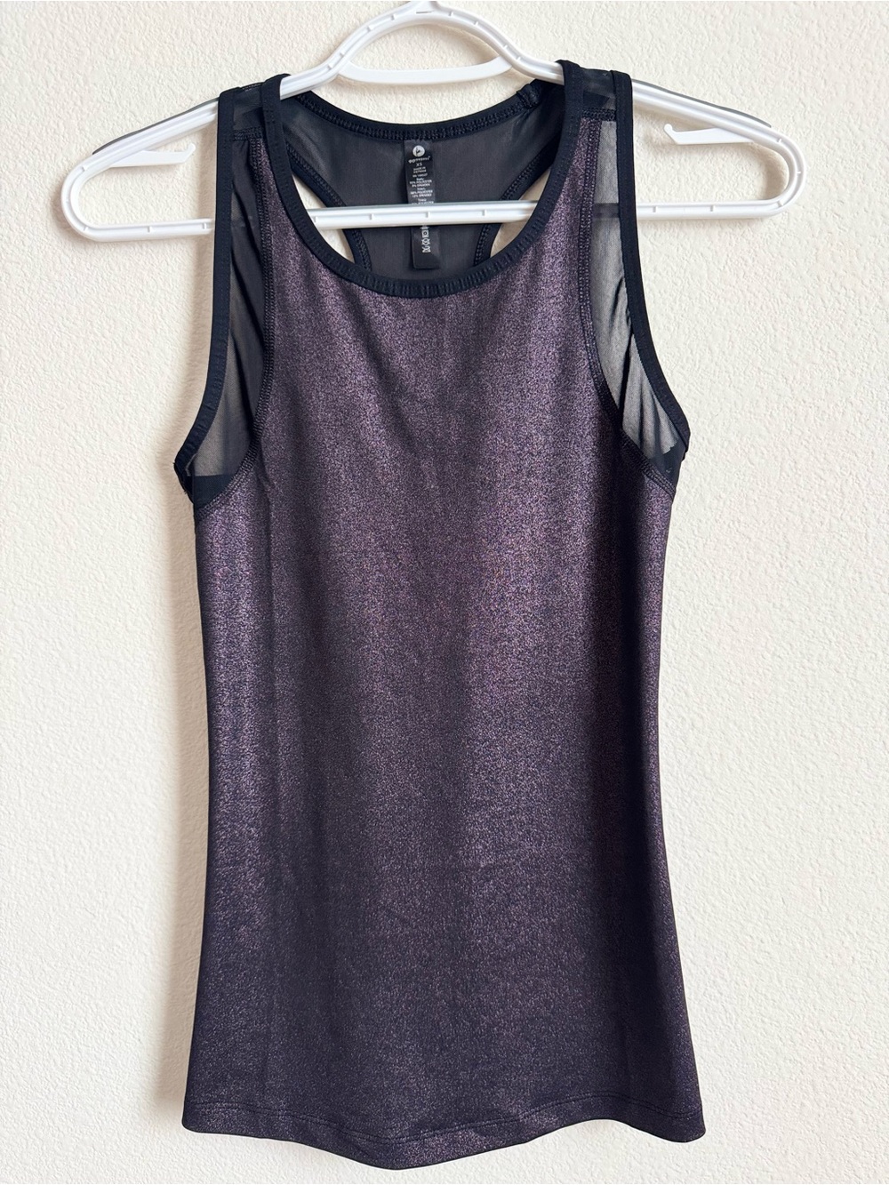 NWOT 90 Degree By Reflex Metallic Plum Mesh-Trim Athletic Tank